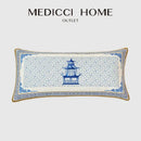 Blue chinoiserie home pagoda bolster pillowcase bedroom cushion cover