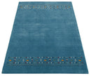 Blue Contemporary Design Hand Loomed Wool Area Rug
