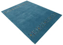 Blue Contemporary Design Hand Loomed Wool Area Rug