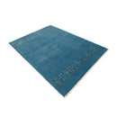 Blue Contemporary Design Hand Loomed Wool Area Rug