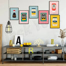 Blue cool beans pesto pasta framed kitchen wall art set of 6