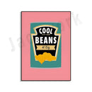 Blue cool beans pesto pasta framed kitchen wall art set of 6