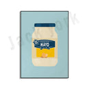 Blue cool beans pesto pasta framed kitchen wall art set of 6