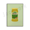 Blue cool beans pesto pasta framed kitchen wall art set of 6