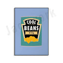 Blue cool beans pesto pasta framed kitchen wall art set of 6