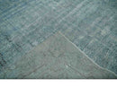 Blue Fine Hand Knotted Distressed Antique Finish 8x11 Wool Area Rug