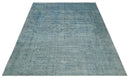 Blue Fine Hand Knotted Distressed Antique Finish 8x11 Wool Area Rug