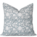 Chloe Floral Block Printed Pillow Cover | Blue