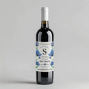 Blue Floral Bridal Shower Wine Label