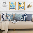 Blue floral geometric cushion cover set of 5 living room pillows