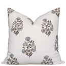 Briar Floral Block Printed Pillow Cover | Blue, Brown, Green