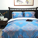 DecorBites™ Blue Satin Jacquard Queen Duvet Cover Set with Sheet & Pillowcases
