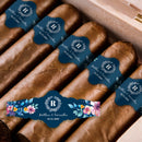 Blue Floral Wedding Cigar Bands