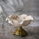 DecorBites™ Blue Flower Pattern Footed Fruit Tray Dessert Plate Snack Bowl Plate