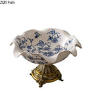 DecorBites™ Blue Flower Pattern Footed Fruit Tray Dessert Plate Snack Bowl Plate