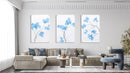 Blue Flowers Set of 3 Prints Modern Wall Art Modern Artwork