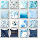 Blue geometric marble throw pillows for living room decor