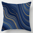 Blue geometric marble throw pillows for living room decor