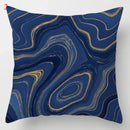 Blue geometric marble throw pillows for living room decor