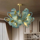 Blue glass flower ceiling chandelier for dining room