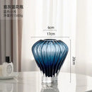Blue glass hot air balloon vase set living room ribbed decor