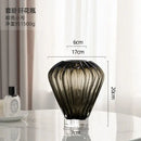 Blue glass hot air balloon vase set living room ribbed decor
