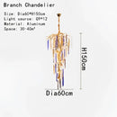 Blue & gold crystal pendant chandelier stairwell cascading glass light