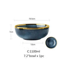 Blue gradient ceramic plate set – dining room gold rim dinnerware