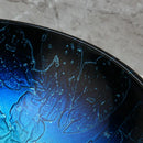 Blue gradient tempered glass basin sink set with waterfall faucet for bathroom