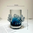 DecorBites™ Blue Gradient Wavy Glass Vase for Floral Arrangements and Room Decor