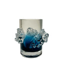 DecorBites™ Blue Gradient Wavy Glass Vase for Floral Arrangements and Room Decor