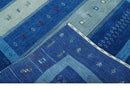 Blue, Gray and Silver Stripes design Hand loom Tribal Gabbeh Traditional 4.6x7 Wool Area Rug