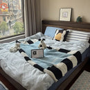 Blue green & black momochi flannel sofa blanket bedroom decor