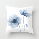Blue ink flower cushion cover set living room watercolor decor