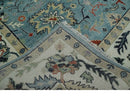 Blue, Ivory and Beige 8x10 and 9x12 Hand knotted Traditional Oushak Wool Area Rug