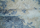 Blue, Ivory and Beige Hand Knotted Abstract 8x10 Bamboo Silk Area Rug | TRD2911