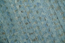 Blue, Ivory and Brown Hand carved Texture Hand Knotted 9x12 Wool Area Rug