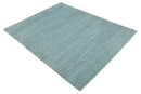 Blue, Ivory and Brown Hand carved Texture Hand Knotted 9x12 Wool Area Rug