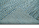 Blue, Ivory and Brown Hand carved Texture Hand Knotted 9x12 Wool Area Rug
