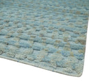 Blue, Ivory and Brown Hand carved Texture Hand Knotted 9x12 Wool Area Rug