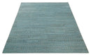 Blue, Ivory and Brown Hand carved Texture Hand Knotted 9x12 Wool Area Rug
