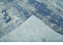 Blue, Ivory and Gray Modern Abstract 6x9 Hand Loomed Blended wool and Art silk Area Rug