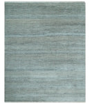 Blue, Ivory and Silver 8x10 Hand Knotted Modern Geometric Trellis Scandinavian Wool Area Rug | TRDCP934810
