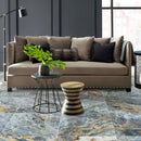 blue lagoon dolomite exotic marble tile large format 24x24 polished installed living room floor brown seating set