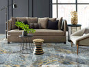 blue lagoon dolomite exotic marble tile large format 24x24 polished installed living room floor brown seating set