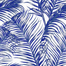 Blue Leaves on White Wallpaper