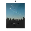 Blue leo cancer zodiac canvas art set kids room constellation prints