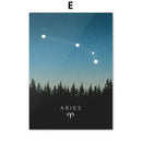 Blue leo cancer zodiac canvas art set kids room constellation prints