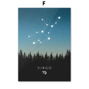 Blue leo cancer zodiac canvas art set kids room constellation prints