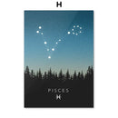 Blue leo cancer zodiac canvas art set kids room constellation prints